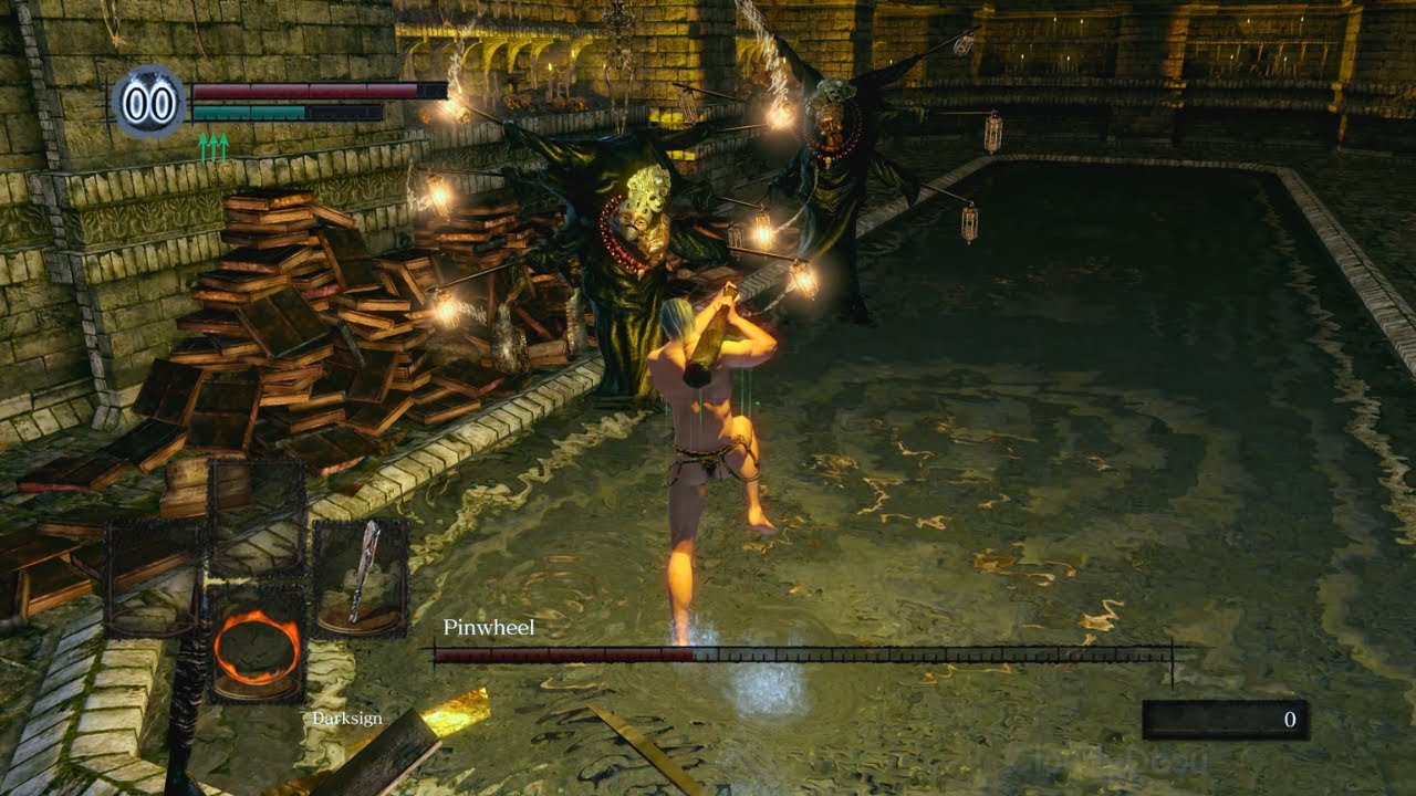 Dark Souls Remastered - Lvl1 (SL6) Deprived VS Pinwheel [ No Damage, Solo ]