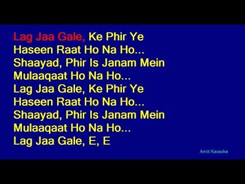 Lag Jaa Gale   Lata Mangeshkar Hindi Full Karaoke with Lyrics