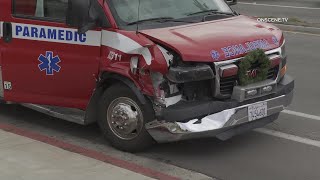 Female Mercedes Driver Crashes Into AMR Ambulance