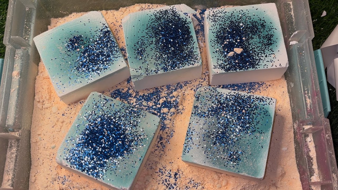5 blocks of gym chalk topped with baby powder - YouTube