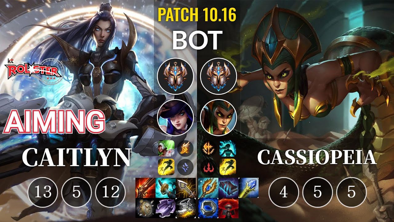 KT Aiming Caitlyn vs Cassiopeia Bot - KR Patch 10.16