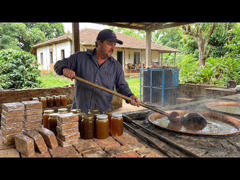 He produces artisanal unrefined cane sugar made from lemon, molasses, and brown sugar.
