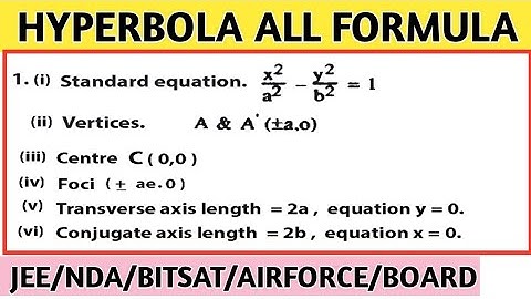 Hyperbola all formula revision class 11th