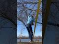 Windy day at riverside park slackline