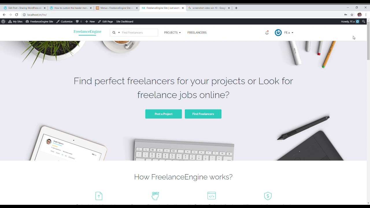 FreelanceEngine Customer Header Menu Tutorial