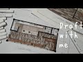 📐Draft with me ( Coffee shop ) asmr/Drafting plate using Touch Five Markers / Architectural design