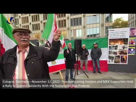 Cologne, Germany—Nov 12, 2022: MEK Supporters Held a Rally in Support of the Iran Protests