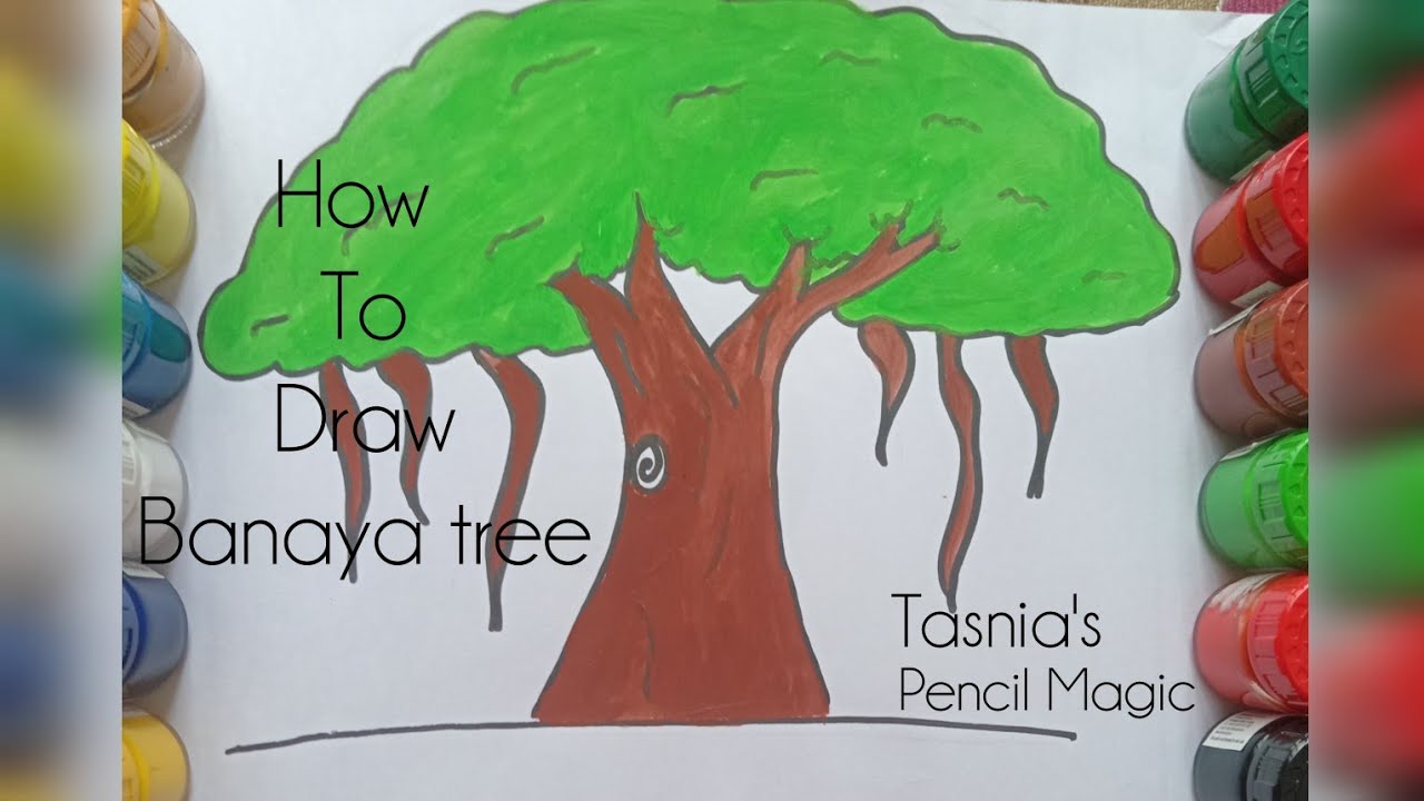 How to draw Banyan tree || step by step | #painting #art #video # ...