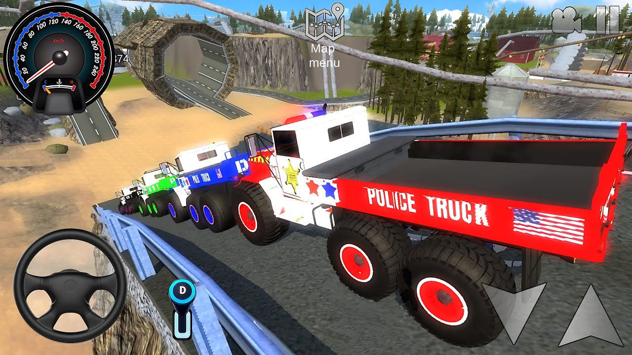 Juegos De Carros - Transporting US Police Monster Trucks #2 - Car Extreme Racing Android [Gameplay]