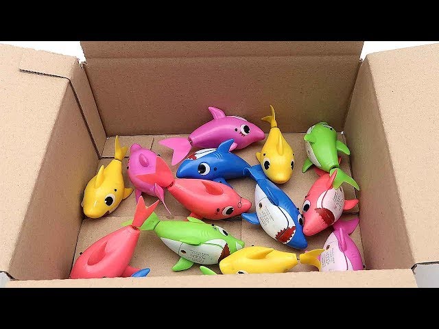 15 Shark Family In Surprise Box - Baby Shark Transformer Sea Animals Toys For Kids 아기상어 가족 class=
