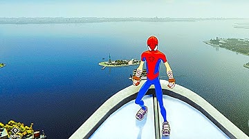 SPIDER-MAN PS4 Jumping Off The Tallest Building In Spider-Clan Suit (SPIDERMAN PS4)
