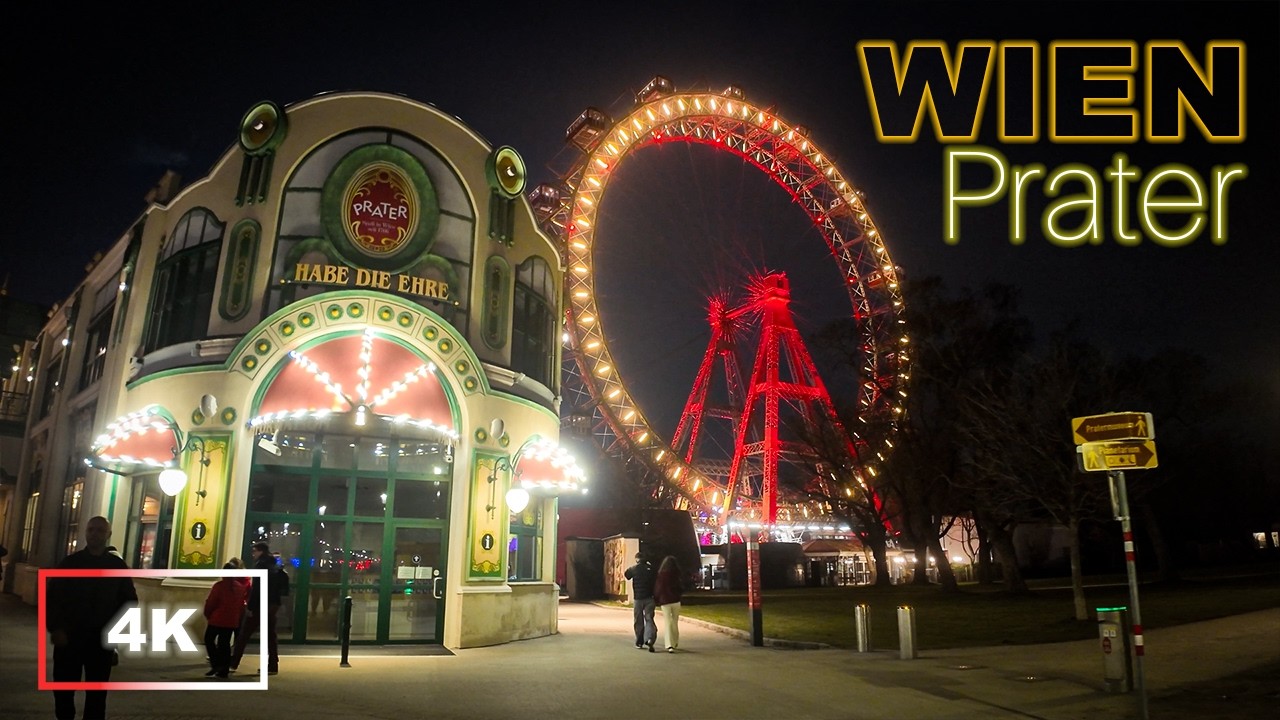 Abends im Wiener Prater 🎡 Spaziergang & Riesenrad 🇦🇹 4K Night Walk Vienna