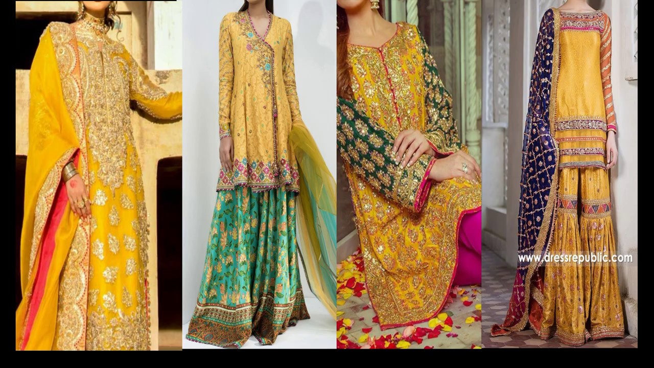 Ethnic Latest top Stylish Yellow Dresses with Color Contrast - YouTube