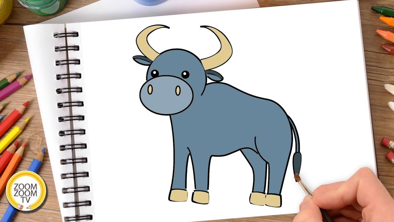 Hướng Dẫn Cách Vẽ Con Trâu, Tô Màu Con Trâu - How To Draw A Buffalo -  Youtube