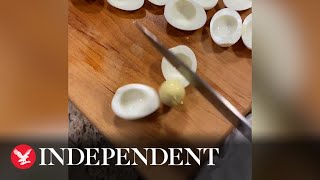 TikToker reveals perfect way to cut hard-boiled eggs screenshot 5