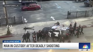 Video shows arrest of suspected gunman in downtown LA