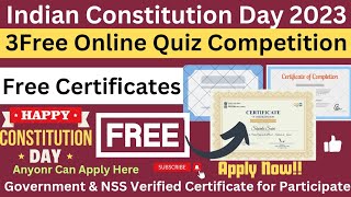 Indian Constitution Day 2023 | 3Free Online Quiz Competition on Constitution Day with Certificates