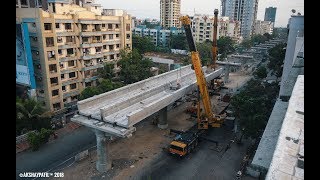 U-Girder installing Time-lapse & More between Shimpoli Don Bosco Mumbai Metro 2A