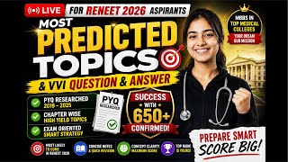 ✅ RE-NEET 2026 Confirmed High-Yield Topics | PYQ Based VVI Questions | 650+ Marks Roadmap