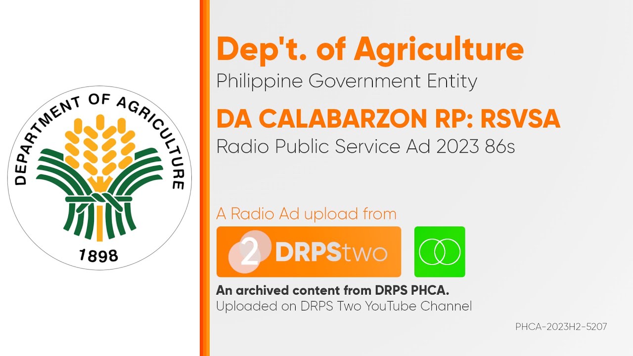 DA CALABARZON Rice Program: RSVSA Radio Public Service Ad 2023 86s ...