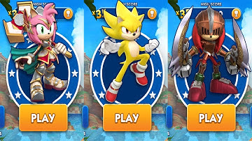 Sonic Dash Racing - Paladin Amy vs Movie Super Sonic vs Sir Gawain All Characters Unlocked Gameplay
