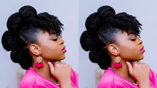 Faux Mohawk updo with bangs ! Easy protective style on natural hair