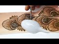 Latest Trick Mehndi Design - Spoon से लगाएं ये मोरपंखी मेहँदी किसी भी तीज त्यौहार या शादी में