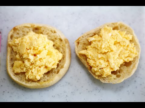 Scrambled Eggs on English Muffin Recipe : Breakfast Recipe