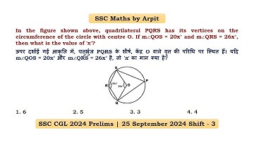 In the figure shown above, quadrilateral PQRS has its vertices on the circumference of the #ssc