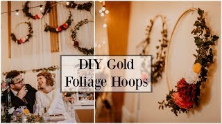 DIY Wedding: How to make gold foliage hoops with tissue paper flowers