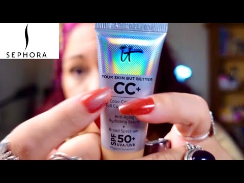 ASMR NEW MAKEUP FROM SEPHORA TRY-ON,  REVIEW AND WHISPER RAMBLE