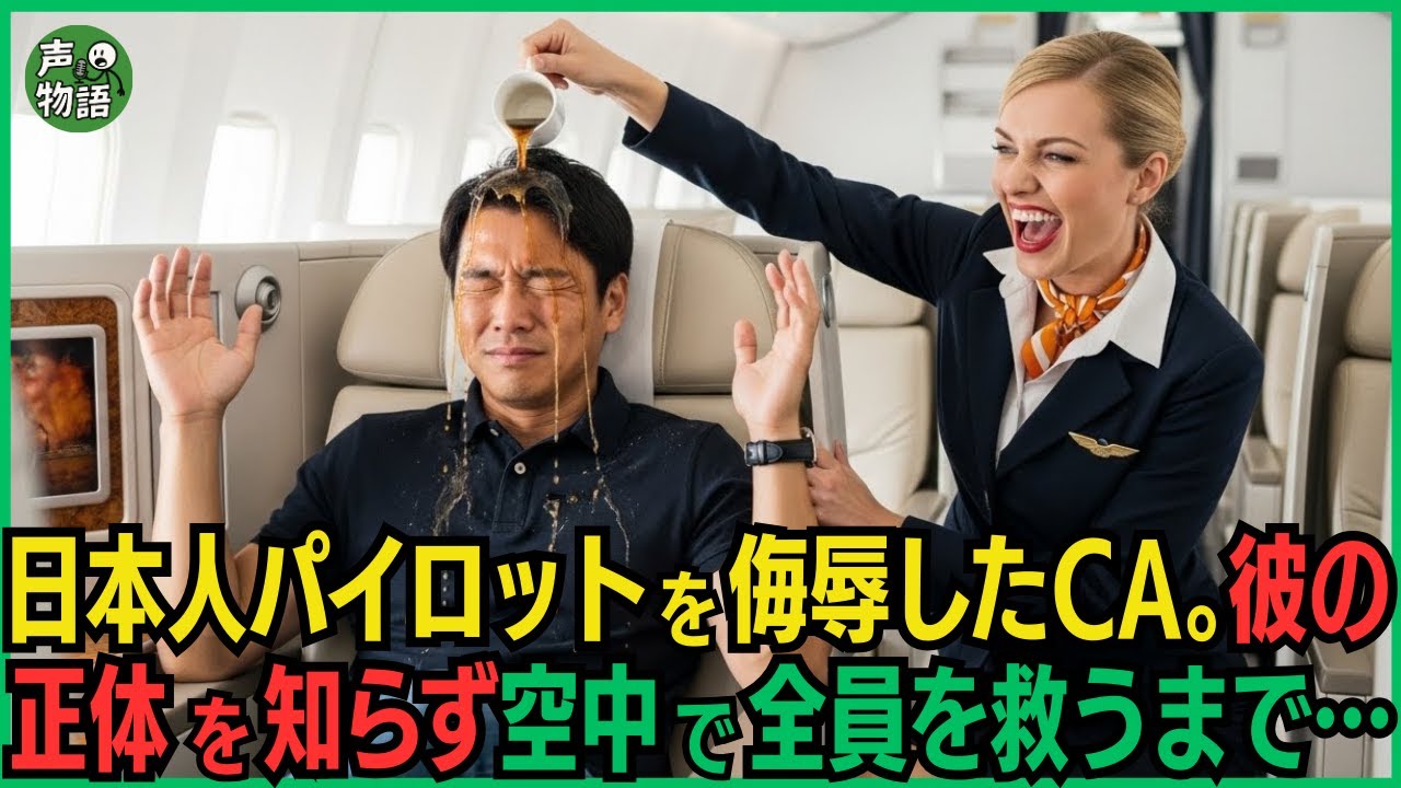 日本人男性パイロットにコーヒーをかけて侮辱したアメリカ人の金髪客室乗務員。彼の正体を知らず空中で全員を救うまで…
