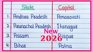 States and Capitals 2026 State and Capital List of all States and Capitals in English