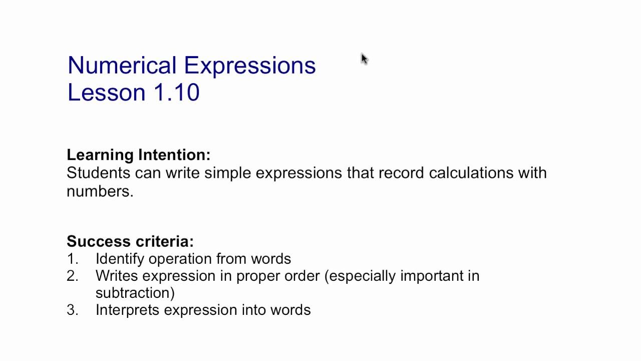 Lesson 26.260: Writing Numerical Expressions