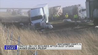 All lanes reopened on I-55 after deadly 72 car pileup
