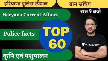 TOP 60 FACTS  // HR Current affairs // police facts //कृषि एवं पशुपालन     - Adv. Krishan Mohan SIR
