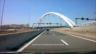 Nieuwe spoorbrug over de A1 bij Muiderberg