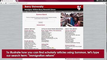 Barry University - Library Services Tutorial: Summon –Finding Scholarly Articles