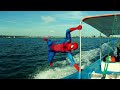 Spiderman on the beach in real life  flips triks  fun moments