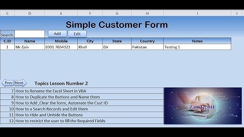 Excel VBA 2. How To Add, Edit, Update and Search Data In Customer Form In Excel | CRM