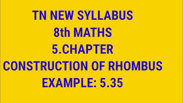TN samacheer 8th STD maths example 5.35 geometry rhombus construction new syllabus 2020 -21
