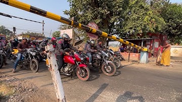 Public Are Busy To cross Railgate : Furious Speedy Trains dangerous Honking Crossing Over Railroad