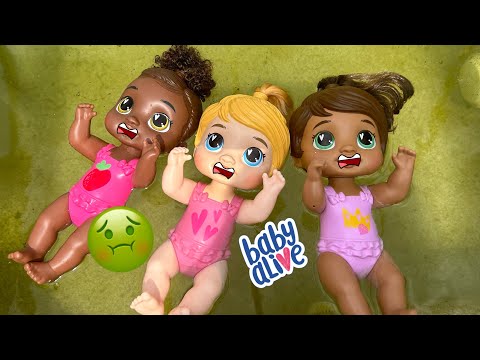 NEW Baby Alive dolls swimming in dirty pool! 🤢