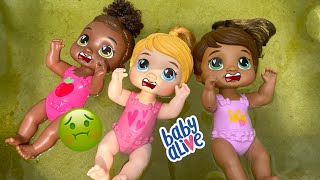 NEW Baby Alive dolls swimming in dirty pool!