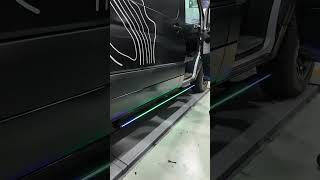Installation effect of electric running boards in Mercedes-Benz Sprinter, with integrated lighting