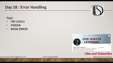 Day 18: SQL Error Handling & Transactions | TRY...CATCH, THROW, RAISERROR Explained | #learnwithdsa