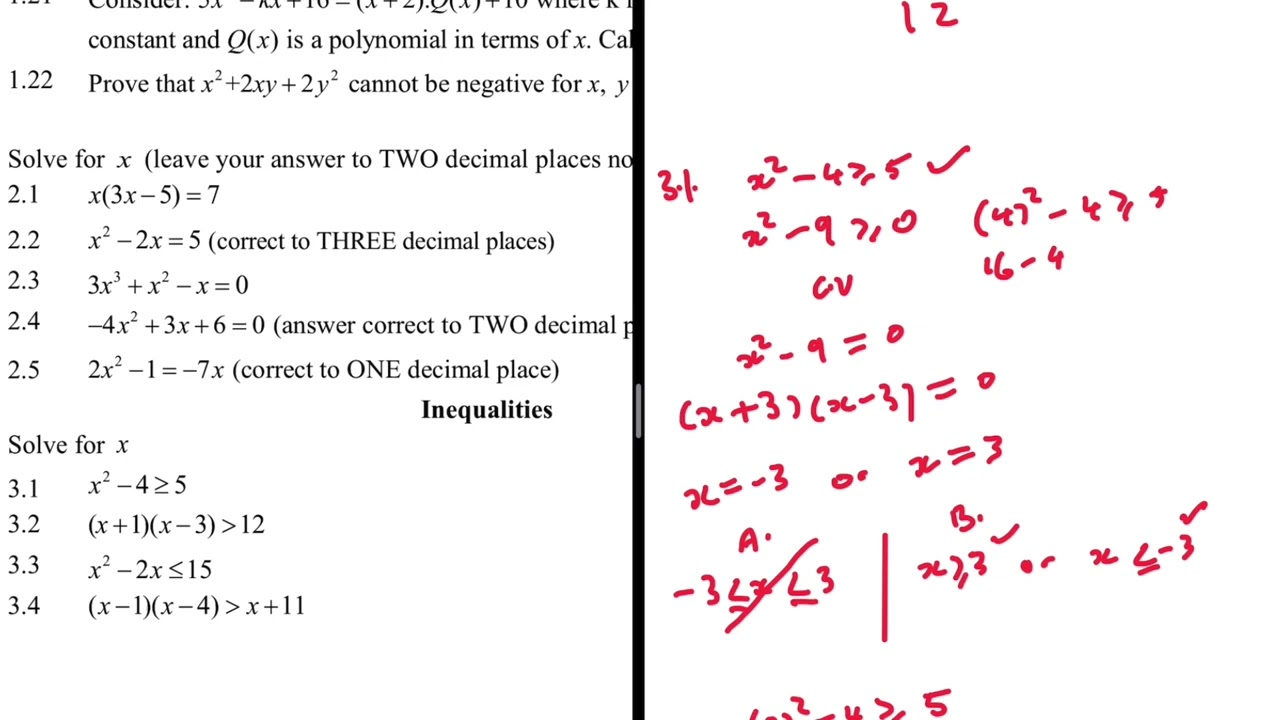 Solve for x | Inequalities | Question 1 Grade 12 Math NgaTshivenda