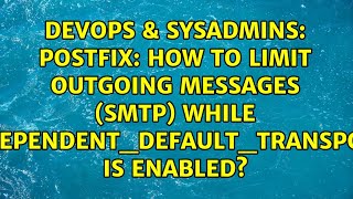 Famous Postfix: How to limit outgoing messages (smtp) while sender_dependent_default_transport_maps is... Profile