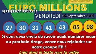 EUROMILLIONS RESULTAT TIRAGE VENDREDI 05 SEPTEMBRE 2025