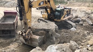 Caterpillar 385C Excavator Loads Blasts Materials On Trucks - Sotiriadis/Labrianidis Mining Works